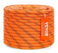 Corde Polyester Double Tressé-VEVOR-Escalade-9,5 mm x 36,57 m-48 Brins-Résistance 17,79 kN-Randonnée,Sauvetage-Orange/Noir