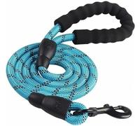 Corde réfléchissante pour Grand Chien - Laisse pour Grand Chien - Collier pour Grand Chien - Harnais renforcé - Nylon Rond - Chien de Taille Moyenne - Bleu Clair - 1,2 cm x 200 cm