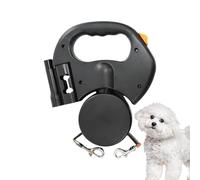 Corde rétractable pour deux chiens - Corde pour 2 chiens - Corde pour grands chiens ou chiens de taille moyenne - Crochet ergonomique et pratique qui démêle automatiquement la corde de marche pour