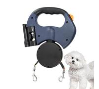 Corde rétractable réfléchissante pour deux chiens, double corde rétractable pour chien | Corde pour chien robuste - Poignée antidérapante, réfléchissante, démêle automatiquement, corde pa