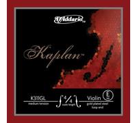 D'Addario K311GL 4/4M - Corde seule (Mi) plaquée or violon Kaplan, extrémité à boucle, manche 4/4, Medium