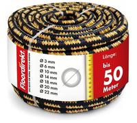 Corde structure tressée, résistance à la traction K2 Noir-Orange Diamètre: 6 mm Longueur: 20 m