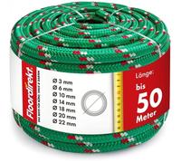 Corde structure tressée, résistance à la traction K2 Vert-Rouge Diamètre: 14 mm Longueur: 50 m