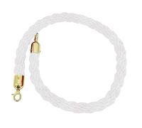 Corde torsadée de poteau de tapis, cordes de barrière de reine de chanvre robustes avec crochets dorés, for le contrôle des foules de restaurants/hôtels/cinémas/(White,Length 2M/6.6Ft/79In)