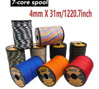 Corde tressée de 31M de diamètre 4Mm, corde multifonctionnelle à 7 cœurs, corde d'extérieur, cordon de tente, bracelet de fixation, corde de porte-clés, corde de sac à dos (ne pas utiliser pour le par