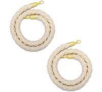 Corde Tressée en Chanvre Beige avec Crochets Plaqués Or, Barrière De Contrôle des Foules VIP pour Cinémas Et Grandes Ouvertures., 2 Pack, 1.5m/4.9ft