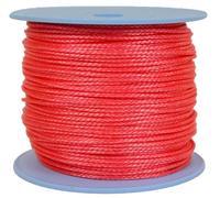Corde tressée en Dyneema, 2 mm de diamètre, 100 mètres, Rouge, résistance à la Rupture : 410 daN (=ca. Kg)