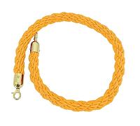 Corde tressée jaune robuste pour contrôle des foules - 1,7 m avec crochets dorés, idéale pour les restaurants, hôtels, cinémas et espaces d'événements