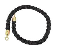 Corde tressée noire robuste pour tapis de 1,7 m avec crochets dorés, idéale pour contrôler la foule dans les restaurants, les hôtels et les cinémas