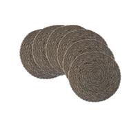 Corde tressée trois brins en polyester, grise, 80g Lot de 6 sets de table ronds tissés à la main en coton 38cm - Gris Pailleté, Faciles à Nettoyer, Idéal pour Fêtes, Mariages et Réceptions