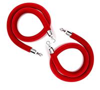 Corde Velours, Crowd Control Stanchion Post Queue Line Barrier, 5Ft Velvet Stanchion Rope, Red Rope Safety Barrier for Cinémas, Grandes ouvertures, Hôtels (