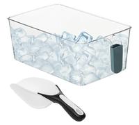 Cordeau de glace pour congélateur avec scoop, poubelle de glace en plastique avec poignée traction, seau rangement transparent pour la maison, bars, restaurants