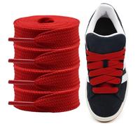 Cordeaux Épais pour Adidas Campus 00s, Pack de 2 Paires Lacs Plat Large de 15mm, Lacs de Remplacement pour Sneakers - Rouge