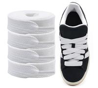 Cordeaux Épais pour Adidas Campus 00s, Pack de 2 Paires Lacs Plat Large de 15mm, Lacs de Remplacement pour Sneakers - Blanc