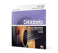 D'Addario Cordes pour guitare acoustique EJ13 80/20 Bronze Phosphoreux Custom Light 11-52