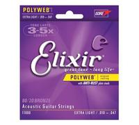 Elixir Cordes pour guitare acoustique Bronze 80/20 revêtement POLYWEB Extra Light (.010-.047)