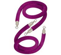 Cordes avec crochet plaqué or/argent, corde de poteau en velours 2-13 pieds, contrôle des foules, for séparateur file d'attente, barrière 100/200/300 cm(Purple-silverhooks,2ft/60cm)