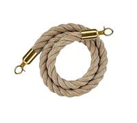 Cordes de barrière de file d'attente pour le contrôle des foules, corde de poteau de file d'attente pour poteaux, barrière de sécurité en corde de chanvre avec boutons-pression polis-Gold||1.5m