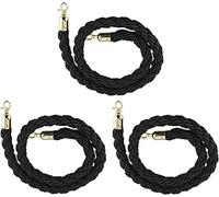 Cordes de barrière torsadées Noires avec Crochets en Acier Inoxydable, chaînes de contrôle, Corde tressée en Chanvre pour Zone d'accès, berges, Restaurant, 3,2 cm/1,3 po (Paquet de 3 de 4 m/