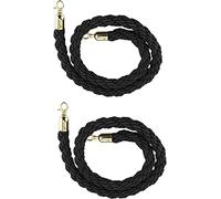 Cordes de barrière torsadées Noires avec Crochets en Acier Inoxydable, chaînes de contrôle, Corde tressée en Chanvre pour Zone d'accès, berges, Restaurant, 3,2 cm/1,3 po (Paquet de 2 de 4,5