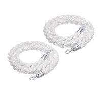 Cordes de contrôle des foules, Lot de 2 cordes de barrière de file d'attente en chanvre tressé avec crochets, blanches et multicolores, 2 à 10 pieds(Silver Hook,10ft/305cm)