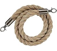 Cordes de gestion des files d'attente - Corde de chanvre de 1,5 m avec boutons-pression polis et crochets argentés pour organiser des événements, gestion de la ligne de contrôle de la foule et