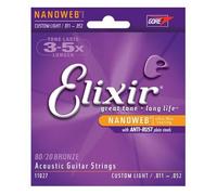 Elixir Strings Cordes de guitare 11027 Acoustiques Nanoweb Custom light Tirant 11-52
