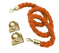 Cordes de poteaux torsadées fixées au Mur, kit de Cordes de poteaux suspendues avec Crochets muraux, Corde VIP Suspendue pour la Gestion des Files d'attente et Le contrôle des foules (Orange