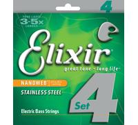 Elixir – Cordes pour basse 4 cordes Long Scale Stainless Steel NANOWEB Light/Medium (.045-.105)