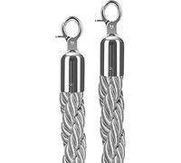 Cordes grises de barrière de file d'attente avec crochet argenté, corde de poteau argentée 3/4/5/6 pieds, corde de contrôle des foules, corde de chanvre tressée pour séparateur de file d'attente, ba