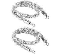 Cordes grises de barrière de file d'attente avec crochet argenté, corde de poteau argentée 3/4/5/6 pieds, corde de contrôle des foules, corde de chanvre tressée pour séparateur de file d'attente, ba
