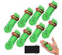 BHGWR Cordes pour Tente Réfléchissante 8 pièces, Corde de Guidage pour Tente légère avec tendeur en Aluminium, 13 Pieds Vert Guy Corde idéal pour Le Camping Randonnée Auvent Tente