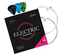 Cordes Shaman pour guitare électrique - Cordes en acier premium pour guitare électrique - Set de 6+2 cordes avec 3 médiators, corde de Ré supplémentaire et corde de Mi aiguë