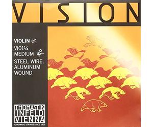 Cordes Thomastik Violon Vision Noyau synthétique Possibilité de retirer la boule;Taille 1/4 Medium; Mi Acier/Alu filé