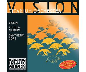 Cordes Thomastik Violon Vision Titanium Orchestra Noyau synthétique Boule en titane à enlever;Jeu. 4/4; Moyen