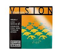 Cordes Thomastik Violon Vision Titanium Solo Synthetic Core Boule en titane à enlever;Mi Acier Chromé nu 4/4; Moyen