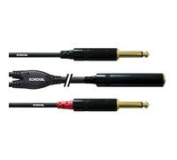 Adaptateur Y audio [1x Jack femelle 6.35 mm - 2x Jack mâle 6.35 mm] Cordial CFY 0,3 KPP noir 30.00 cm