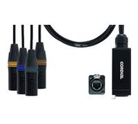 CORDIAL - CDX 0.7 MN 3 QUAD-DMX - Câble DMX 4x XLR Mâle 3 Broches vers EtherCon - 0,70 m