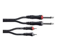 Cordial Câble de raccordement 14839 – 2x Jack 6,3 mm mono / 2x RCA mâle – 1 m noir PVC