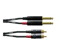 Câble adaptateur audio [2x Jack mâle 6.35 mm - 2x Cinch-RCA mâle] Cordial CFU3PC noir 3.00 m