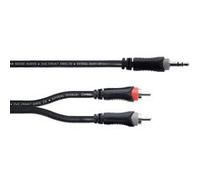 Cordial Adaptateur Y audio 14854 – Jack 3,5 mm mâle vers 2x Cinch-RCA mâles – 1 m noir, gaine PVC