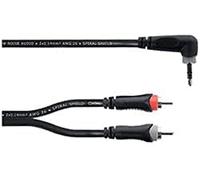 Adaptateur Y Cordial 14859 Jack / Cinch-RCA audio [1x Jack mâle 3.5 mm - 2x Cinch-RCA mâle] 1.50 m noir gaine en PVC, câble jumelé