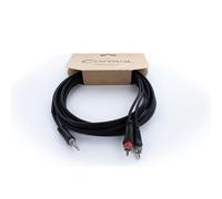 Adaptateur Y Cordial 14854 Jack / Cinch-RCA audio [1x Jack mâle 3.5 mm - 2x Cinch-RCA mâle] 1 m noir gaine en PVC, câble jumelé