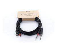 Câble de raccordement Cordial 14841 Jack / Cinch-RCA audio [2x Jack mâle 6,3 mm (mono) - 2x Cinch-RCA mâle] 3 m noir gaine en PVC
