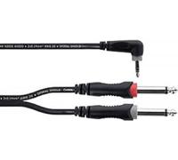 Adaptateur Y Cordial 14868 audio [1x Jack mâle 3.5 mm - 2x Jack mâle 6,3 mm (mono)] 3 m noir gaine en PVC, câble jumelé