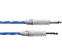 CORDIAL - CXI3PP-SKY - Câble guitare tweed bleu 3 m, Fiches NEUTRIK 6,35 mm - gaine textile blanc/bleu, Peak