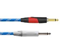 CORDIAL - CXI6PP-SKY-SILENT - Câble guitare jack Silent tweed bleu 6 m, Fiches NEUTRIK 6,35 mm avec Silent - gaine textile blanc/bleu, Peak