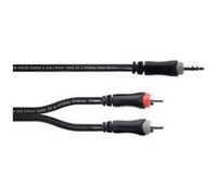 Adaptateur Y Cordial 14855 Jack / Cinch-RCA audio [1x Jack mâle 3.5 mm - 2x Cinch-RCA mâle] 1.50 m noir gaine en PVC, câble jumelé