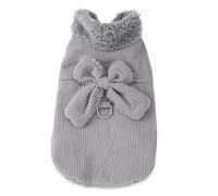 Cordirette De Compagnie Mignon avec Une Veste De Chien Chaude d'hiver À Bowknot avec du Ring en D s'adapte À Shiba Inu Pug Yorkshire Terrier Caniche,Gris,M