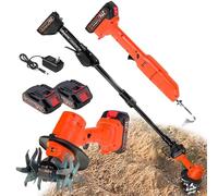 Cordless Garden Tull, 235 TR/Min du cultivateur de Jardin électrique et rotavator avec houe Creuse, Largeur de Filet de 10 cm et Profondeur de Travail 10 cm, Batteries au Lithium,